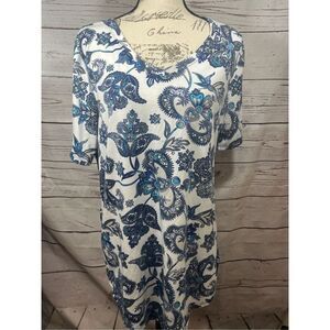 Lularoe large blue and‎ white t shirt - 2377